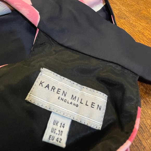 KAREN MILLEN Oriental Chinese Pink Floral Halter Top US 10 - Picture 3 of 12